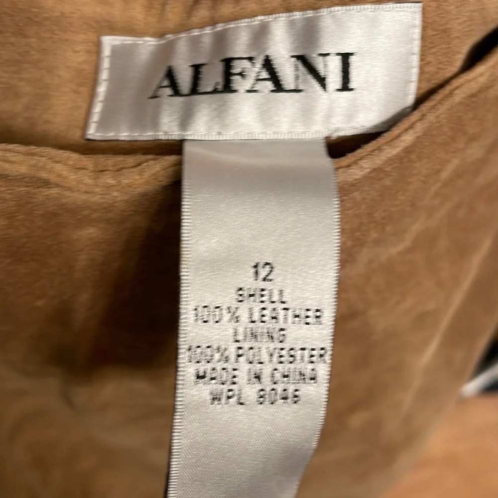 EUC Alfani Tan/Brown Midi Suede Skirt size 12 - Picture 4 of 4